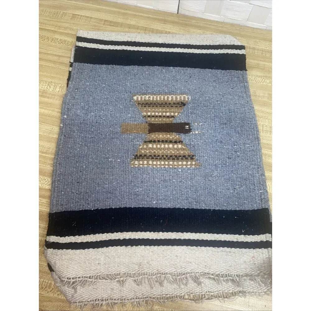 Vtg. Southwestern Mexican Hand Woven Rug Runner Wall Hanging Chimayo 14.5”x40”